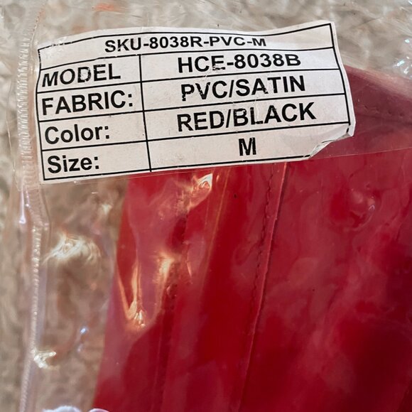 Red & Black PVC Vinyl & Satin Underbust Corset - Picture 11 of 13